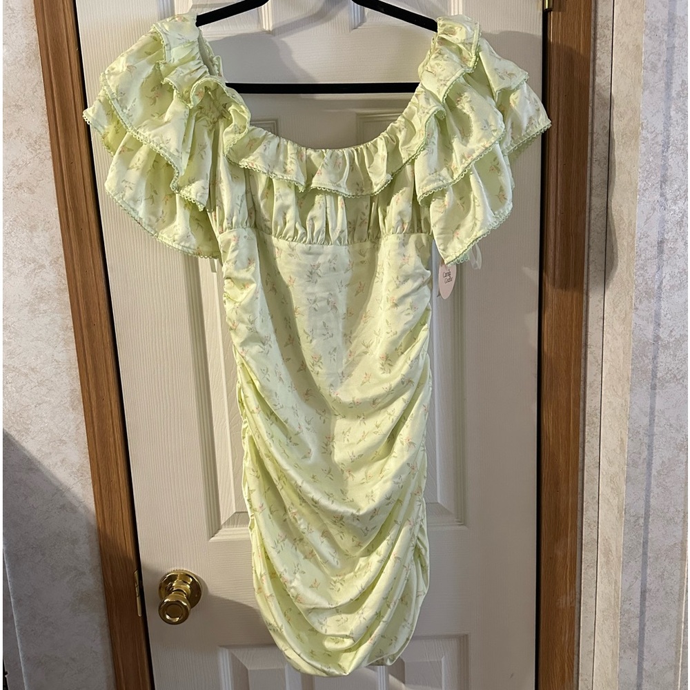 Camila Coelho Eva Mini Dress in Sage Delilah Size Large NWT - Picture 4 of 8